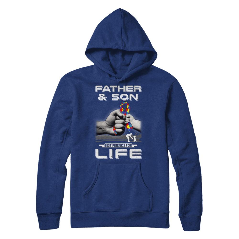 Autism Awareness Father And Son Best Friends For Life-T-Shirt & Hoodie-Hanes - Heavyweight Pullover Hoodie-Deep Royal