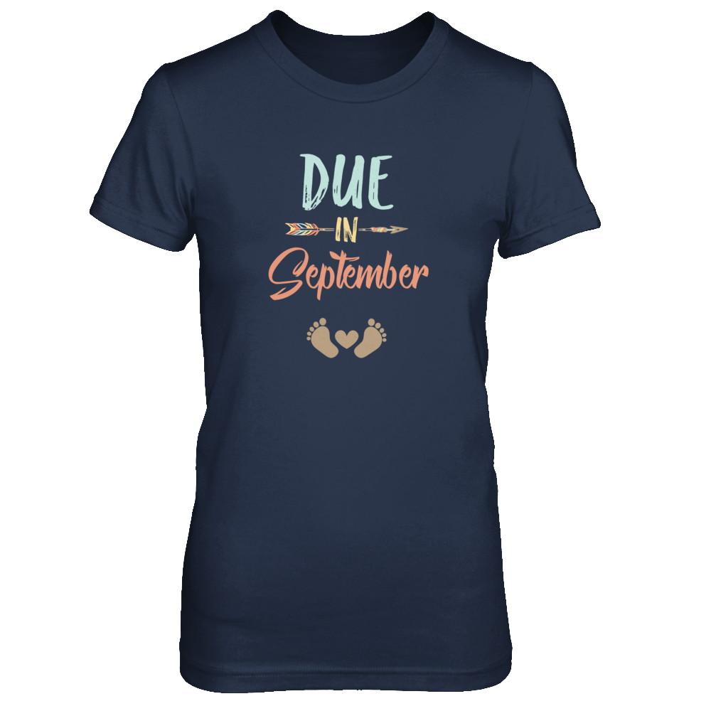 Due Date September 2021 Announcement Mommy Bump Pregnancy-T-Shirt & Tank Top-Women's T-Shirt-Navy