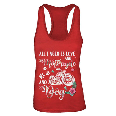 All I Need Is Love And A Motorcycle And A Dog-T-Shirt & Tank Top-Women's Ideal Racerback Tank-Red