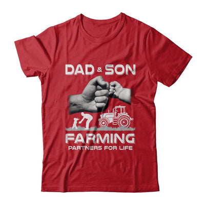Farmer Dad And Son Farming Partners For Life Fathers Day-T-Shirt & Hoodie-Classic T-Shirt-Red