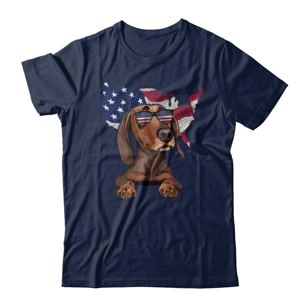 Funny Patriot Dachshund Dog 4Th Of July American Flag-T-Shirt & Hoodie-Classic T-Shirt-Navy