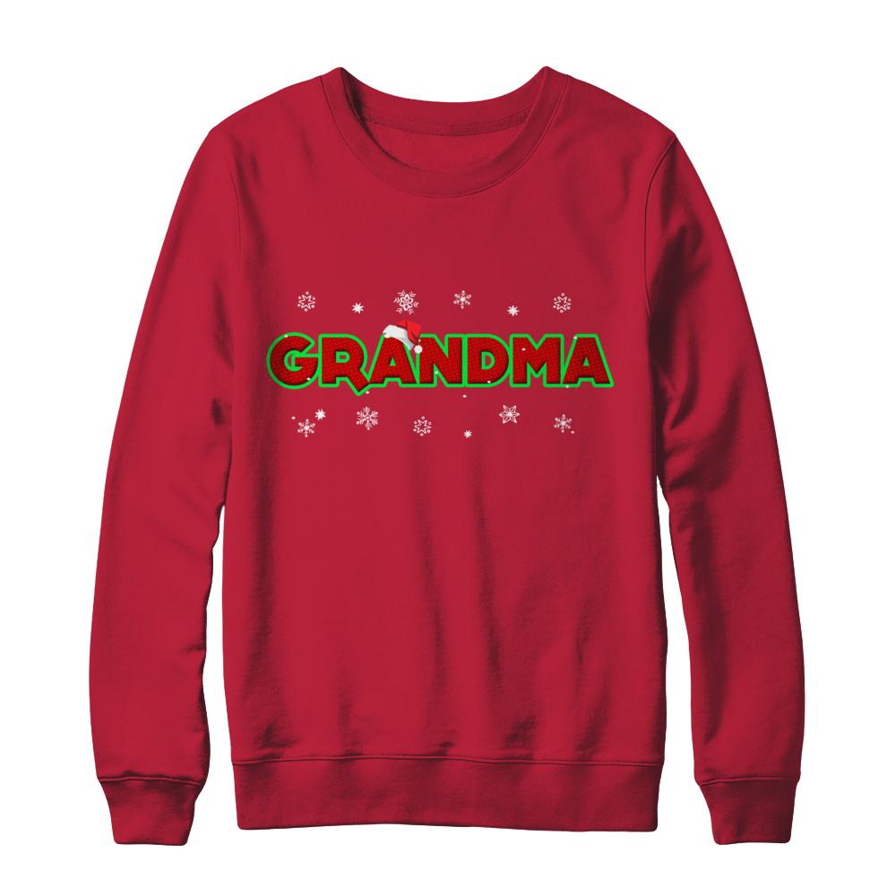 Grandma Christmas Santa Ugly Sweater Gift-T-Shirt & Sweatshirt-Crewneck Sweatshirt-Red