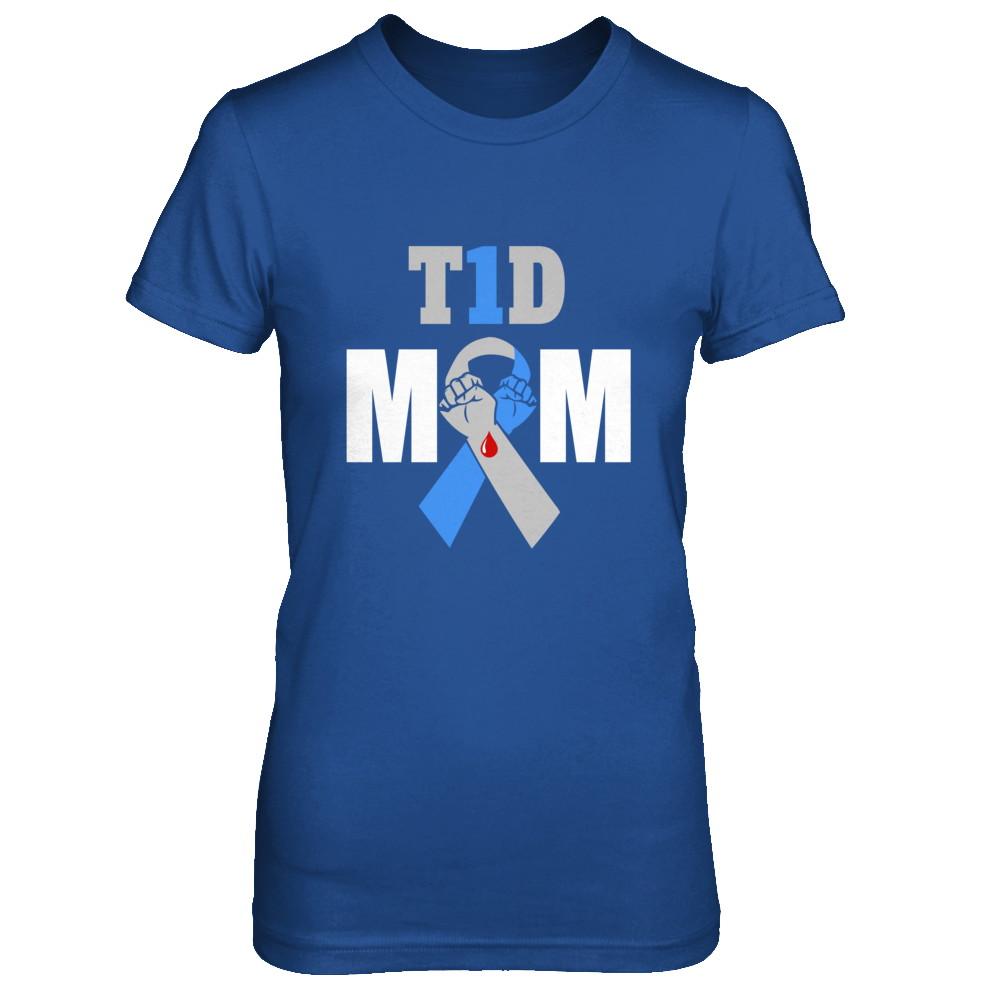 Diabetes awareness T1D Proud Type 1 Diabetes Mom-T-Shirt & Hoodie-Women's T-Shirt-Royal