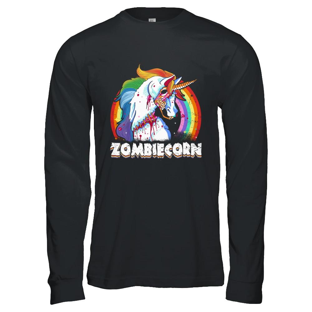 Zombiecorn Zombie Unicorn Halloween For Women-T-Shirt & Hoodie-Long Sleeve T-Shirt-Black