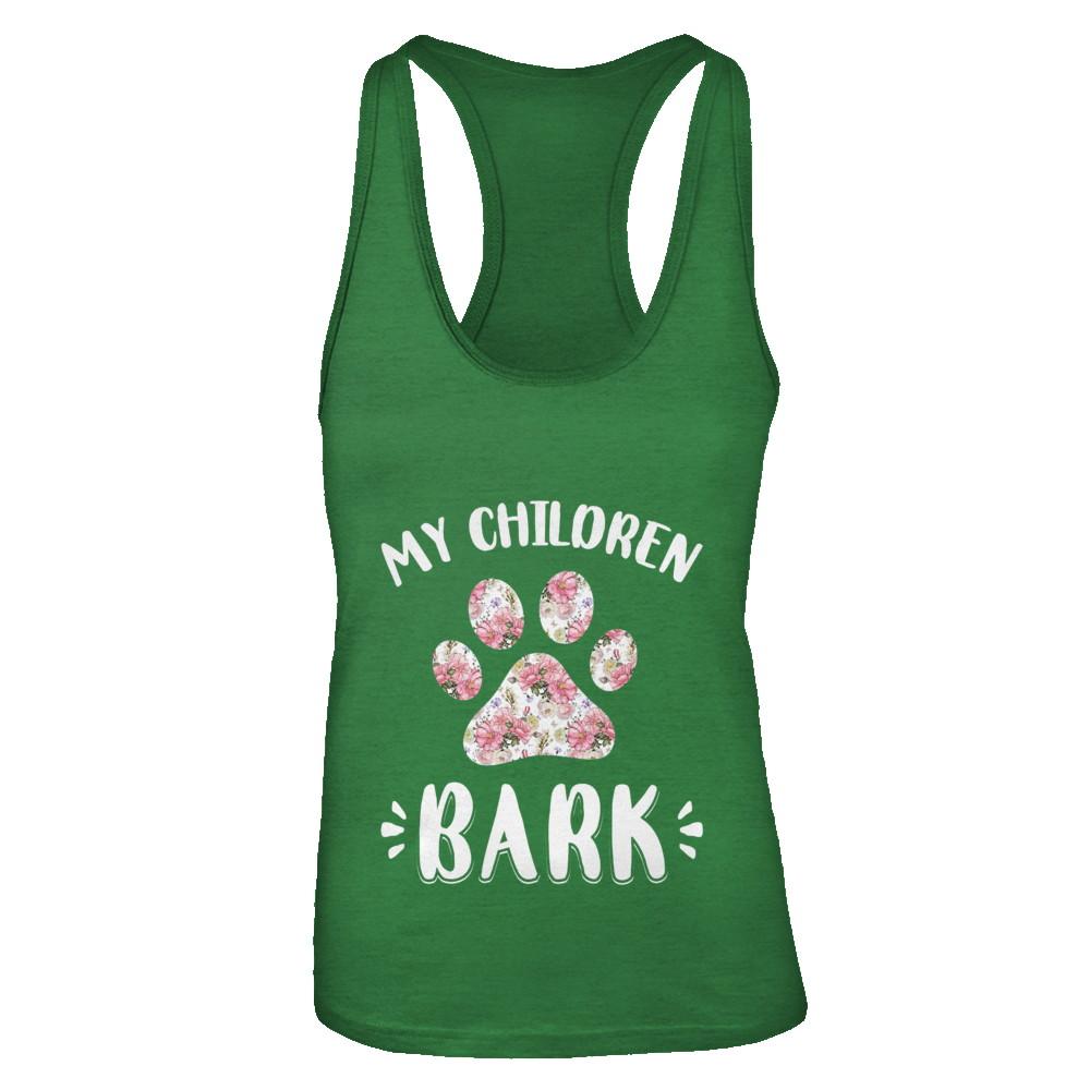 My Children Bark Dog Mom Mommy Mothers Day-T-Shirt & Tank Top-Women's Ideal Racerback Tank-Kelly Green