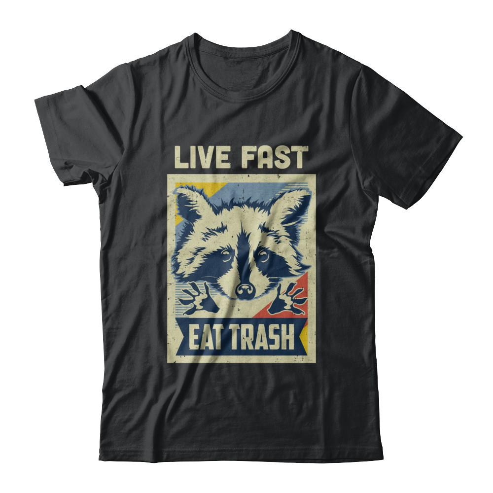 Live Fast Eat Trash Racoon Raccoons Vintage Camping