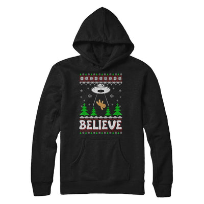 Believe UFO Gingerbread Ugly Christmas Sweater-T-Shirt & Sweatshirt-Pullover Hoodie-Black