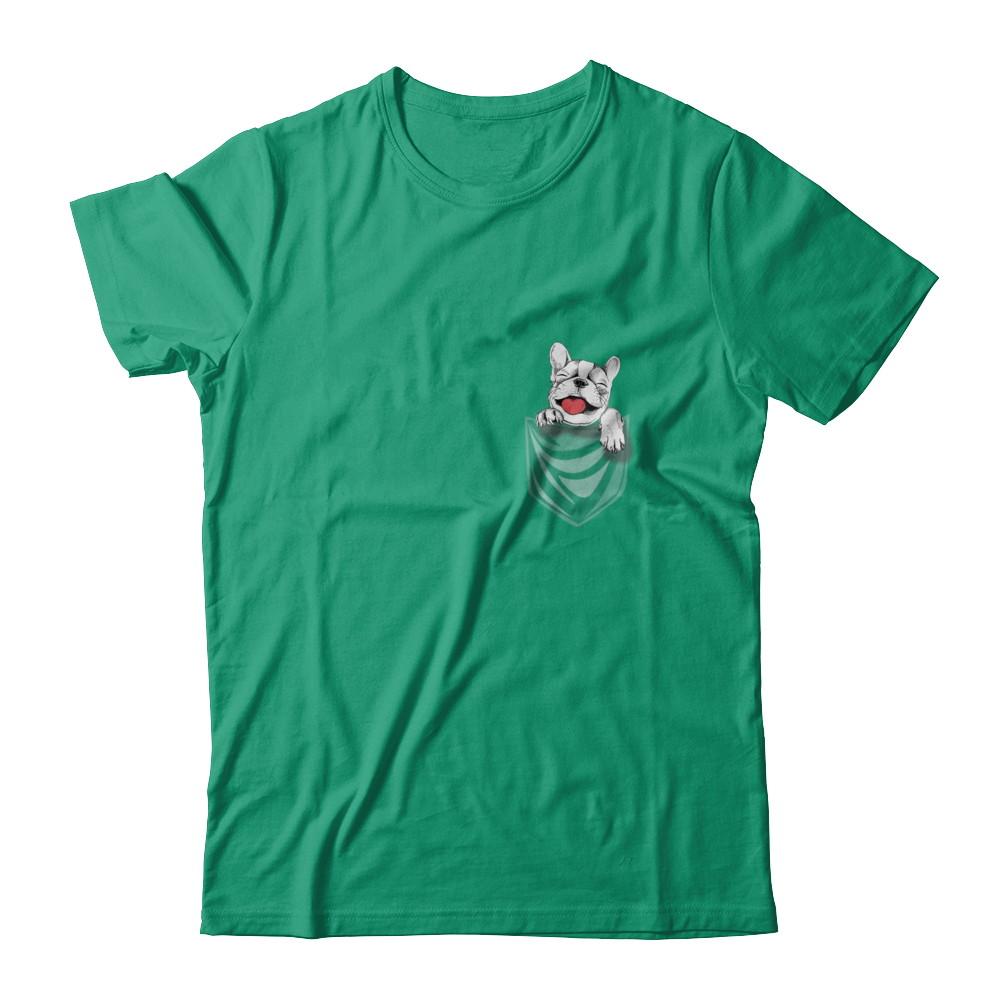 Funny Pocket French Bulldog Frenchie Dog Gift-T-Shirt & Hoodie-Classic T-Shirt-Kelly Green