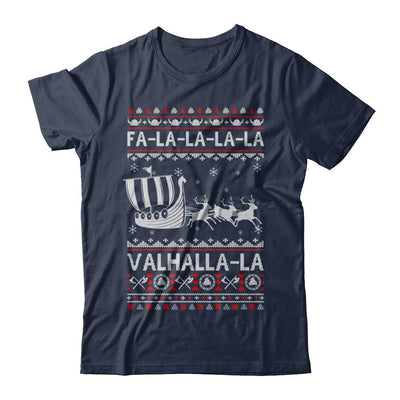Fa La La Valhalla Viking Ship Ugly Christmas Sweater-T-Shirt & Sweatshirt-Classic T-Shirt-Navy
