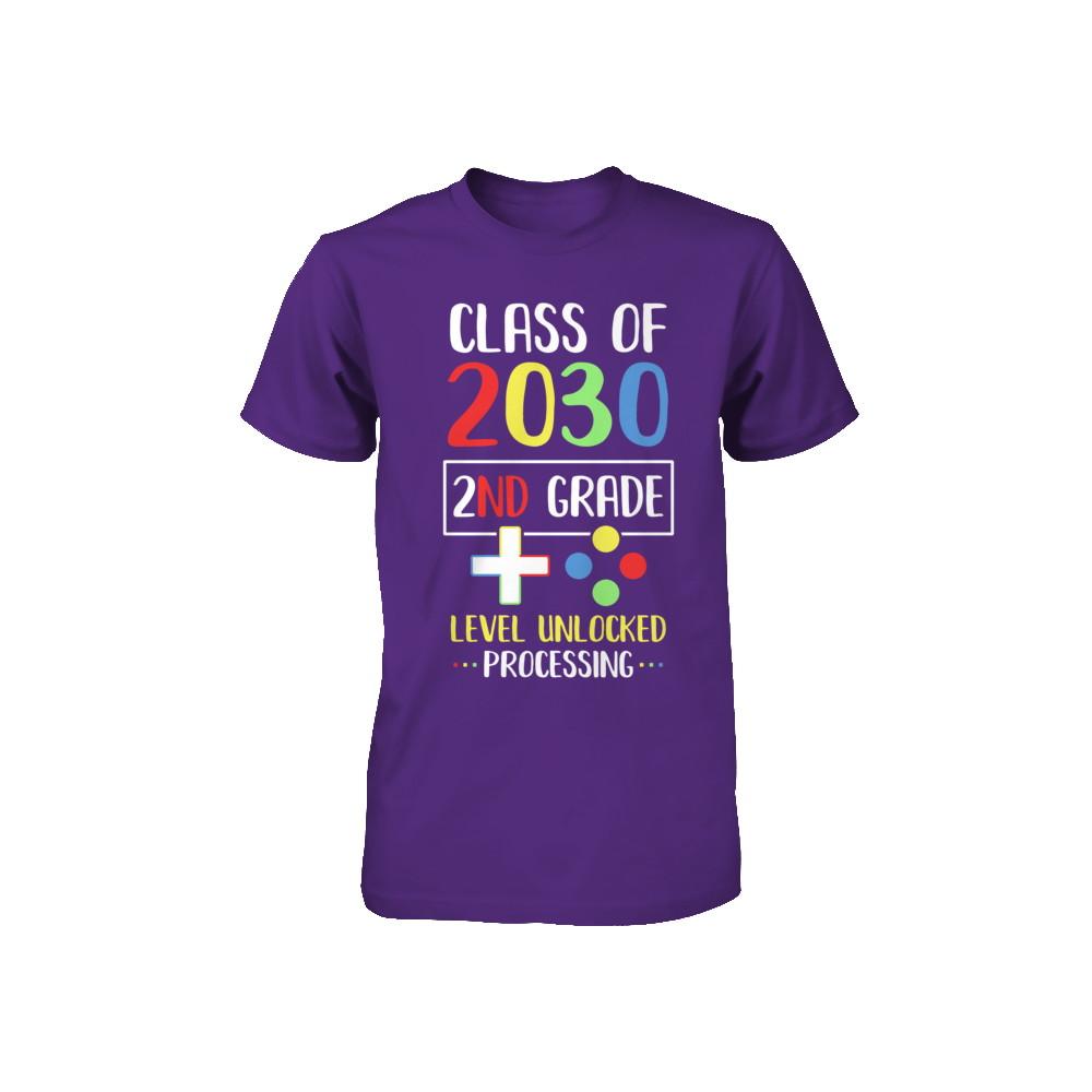 Class Of 2030 2nd Grade Level Unlock Gaming Back Go School Youth-Youth Shirt-
