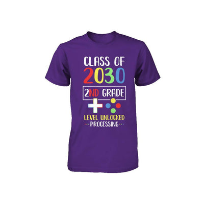 Class Of 2030 2nd Grade Level Unlock Gaming Back Go School Youth-Youth Shirt-
