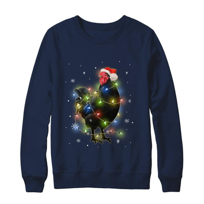 Funny Chickmas Lights Chicken Lights-T-Shirt & Sweatshirt-Crewneck Sweatshirt-Navy