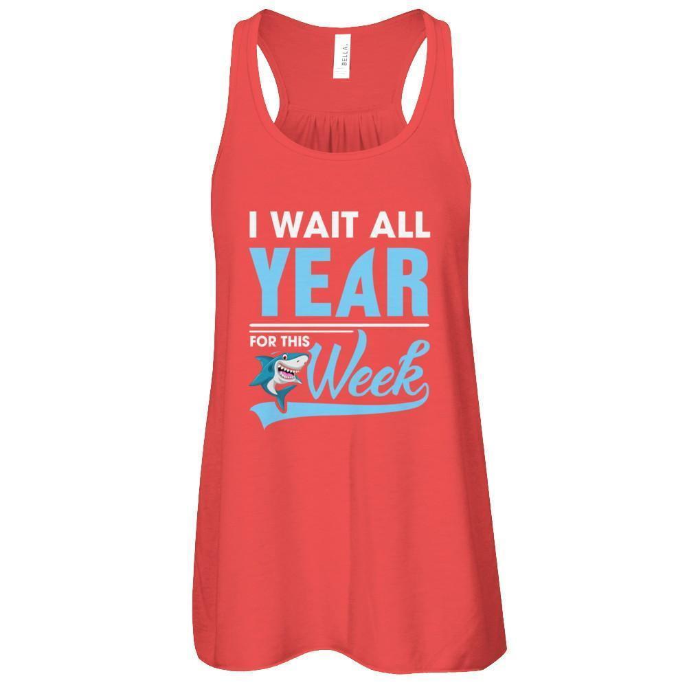 Week For Sharks Wait All Year For This Week Shark-T-Shirt & Tank Top-Women's Flowy Racerback Tank-Red