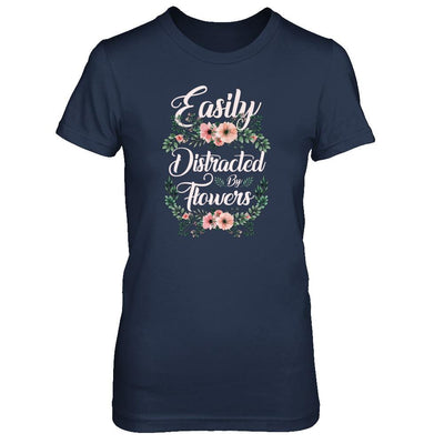 Easily Distracted By Flowers-T-Shirt & Tank Top-Women's T-Shirt-Navy