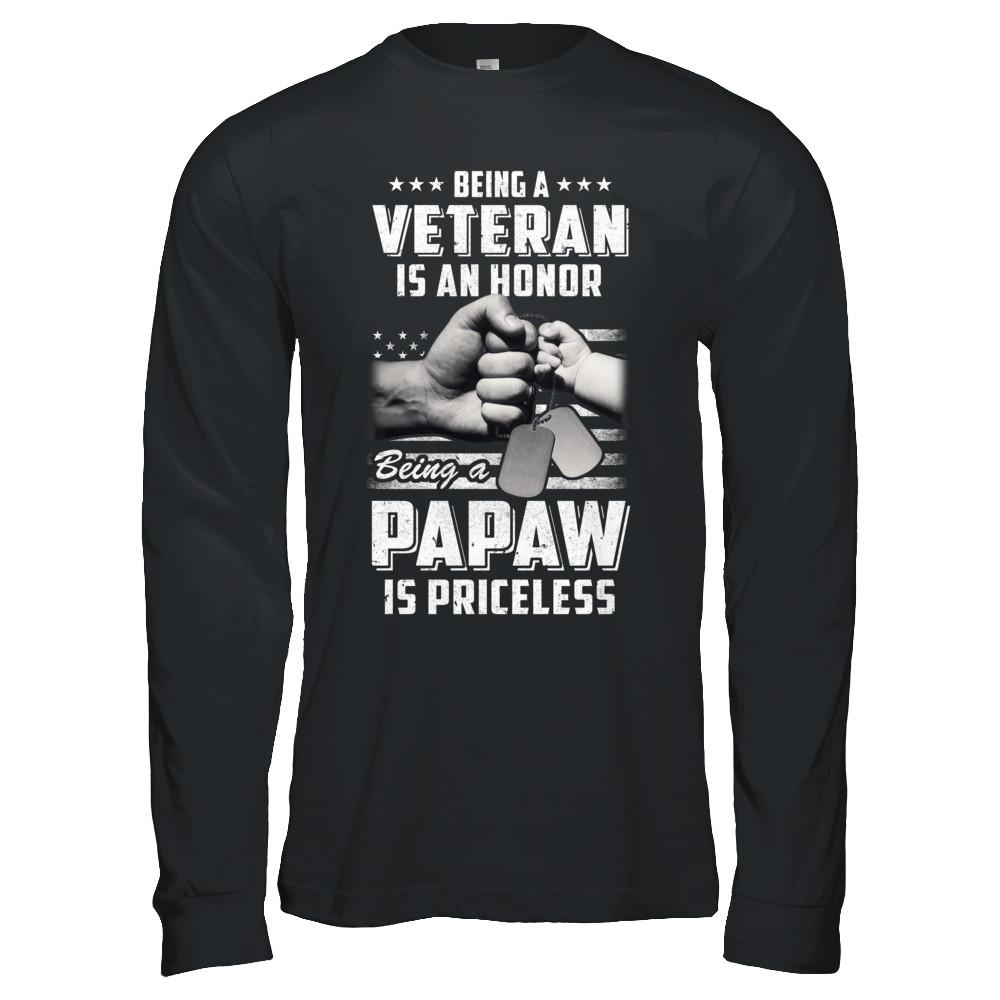 Being A Veteran Is An Honor Being A PaPaw Is Priceless-T-Shirt & Hoodie-Long Sleeve T-Shirt-Black