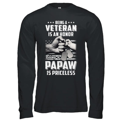Being A Veteran Is An Honor Being A PaPaw Is Priceless-T-Shirt & Hoodie-Long Sleeve T-Shirt-Black