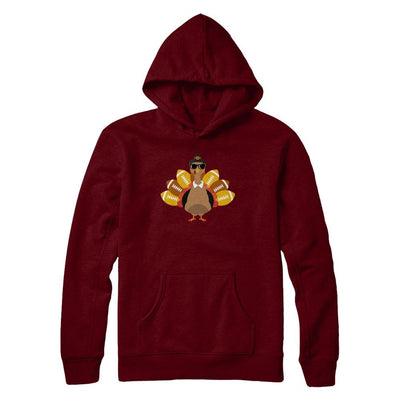 Turkey And Football Thankful Funny Thanksgiving-T-Shirt & Hoodie-Pullover Hoodie-Maroon