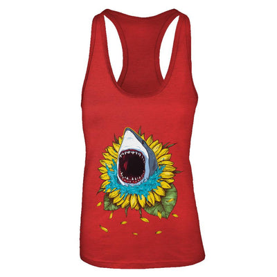 Shark Sunflower Funny Shark Lover Gift-T-Shirt & Tank Top-Women's Ideal Racerback Tank-Red