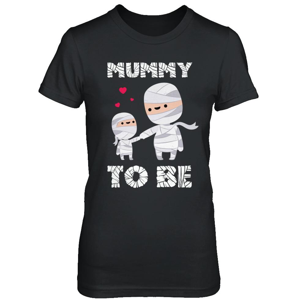 Cute Funny Mummy To Be Pregnant Mom Halloween-T-Shirt & Hoodie-Women's T-Shirt-Black