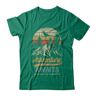 Vintage Adventure Awaits Camping Camper Outdoor Travel-T-Shirt & Hoodie-Classic T-Shirt-Kelly Green