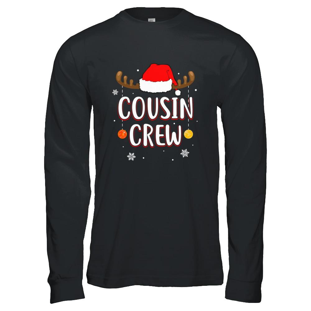 Cousin Crew Reindeer Matching Family Christmas-T-Shirt & Hoodie-Long Sleeve T-Shirt-Black