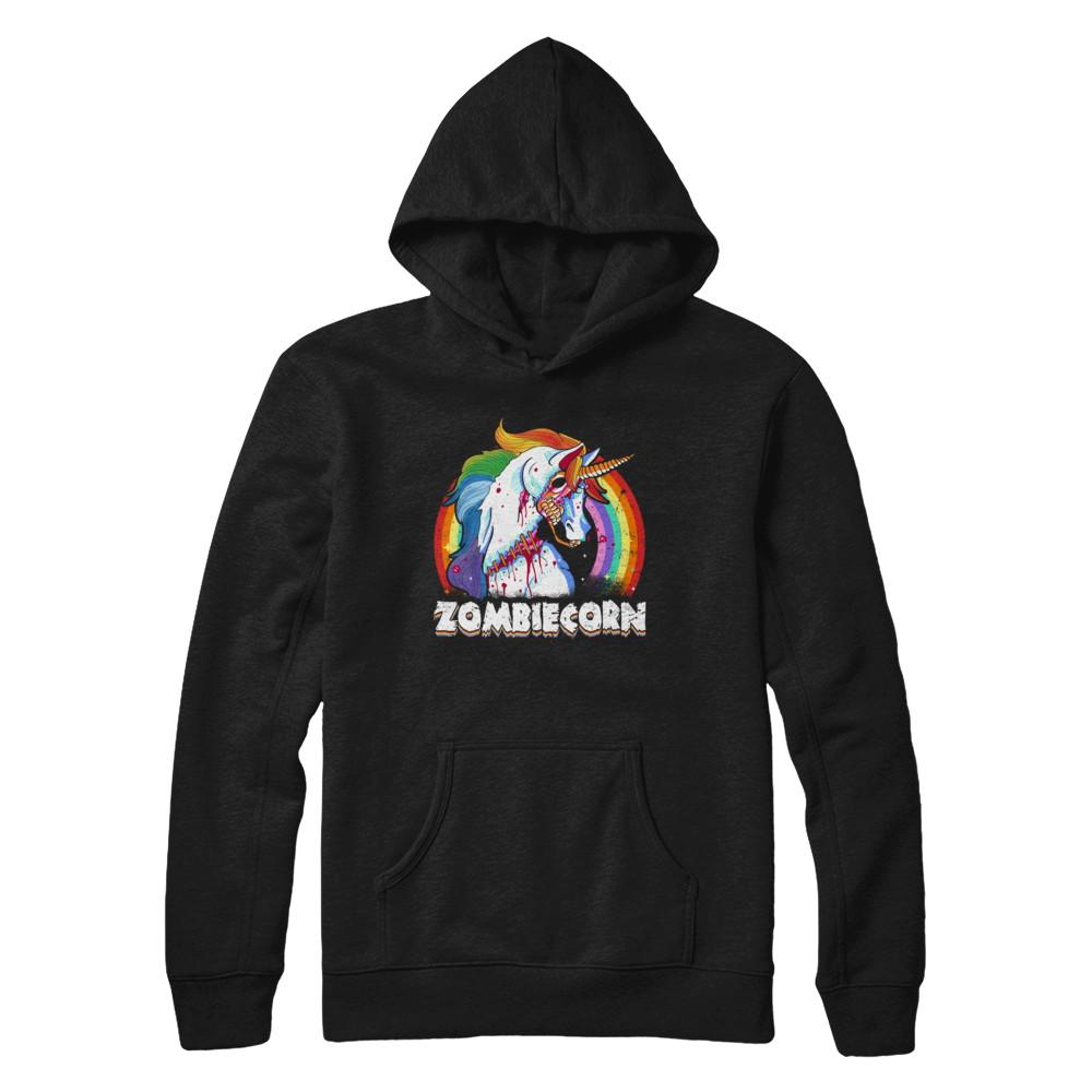 Zombiecorn Zombie Unicorn Halloween For Women-T-Shirt & Hoodie-Pullover Hoodie-Black