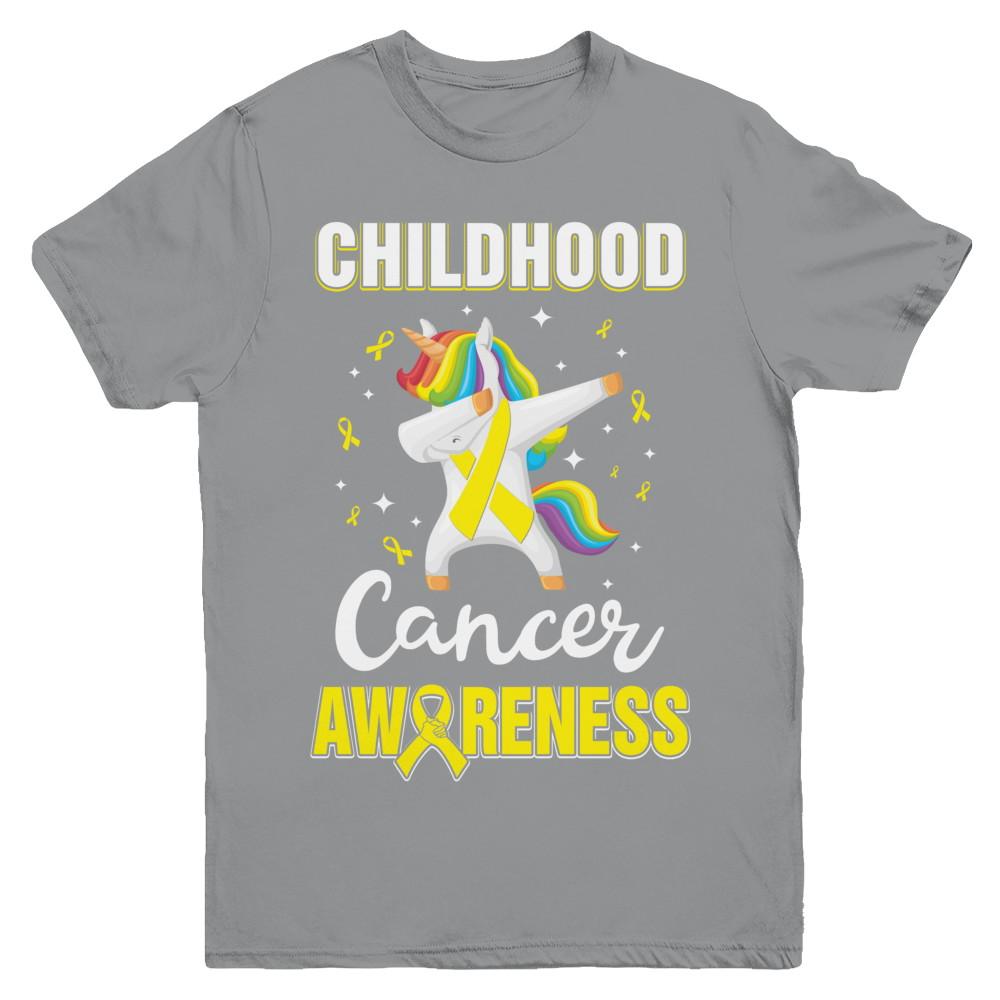 Childhood Cancer Awareness Cute Unicorn Warrior Youth-Youth Shirt-Youth T-Shirt-Sport Grey