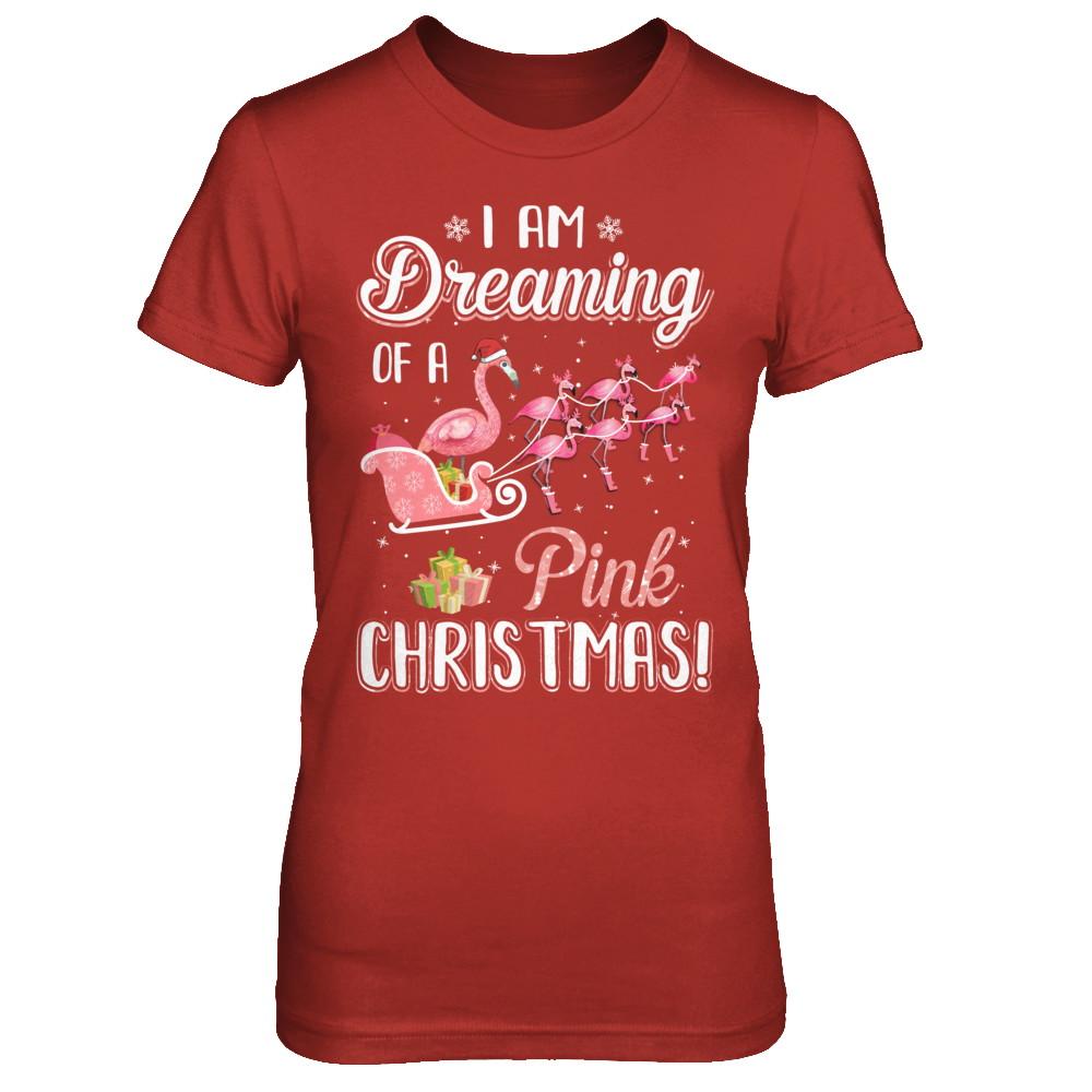 I Am Dreaming Of A Pink Christmas Funny Flamingo-T-Shirt & Sweatshirt-Women's T-Shirt-Red