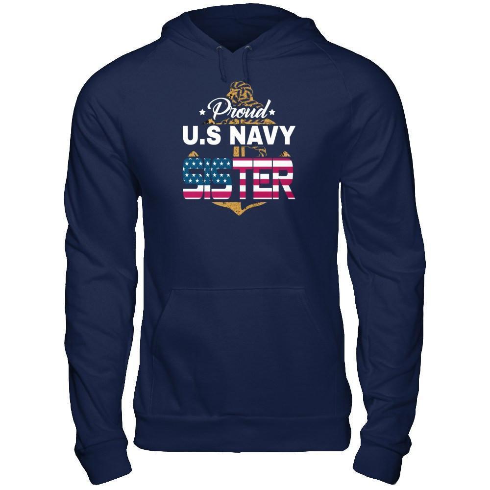 Proud US Navy Sister-T-Shirt & Hoodie-Pullover Hoodie-Navy