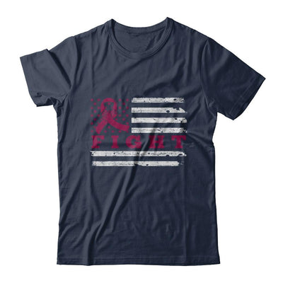Fight Burgundy Ribbon US Flag Multiple Myeloma Awareness-T-Shirt & Hoodie-Classic T-Shirt-Navy