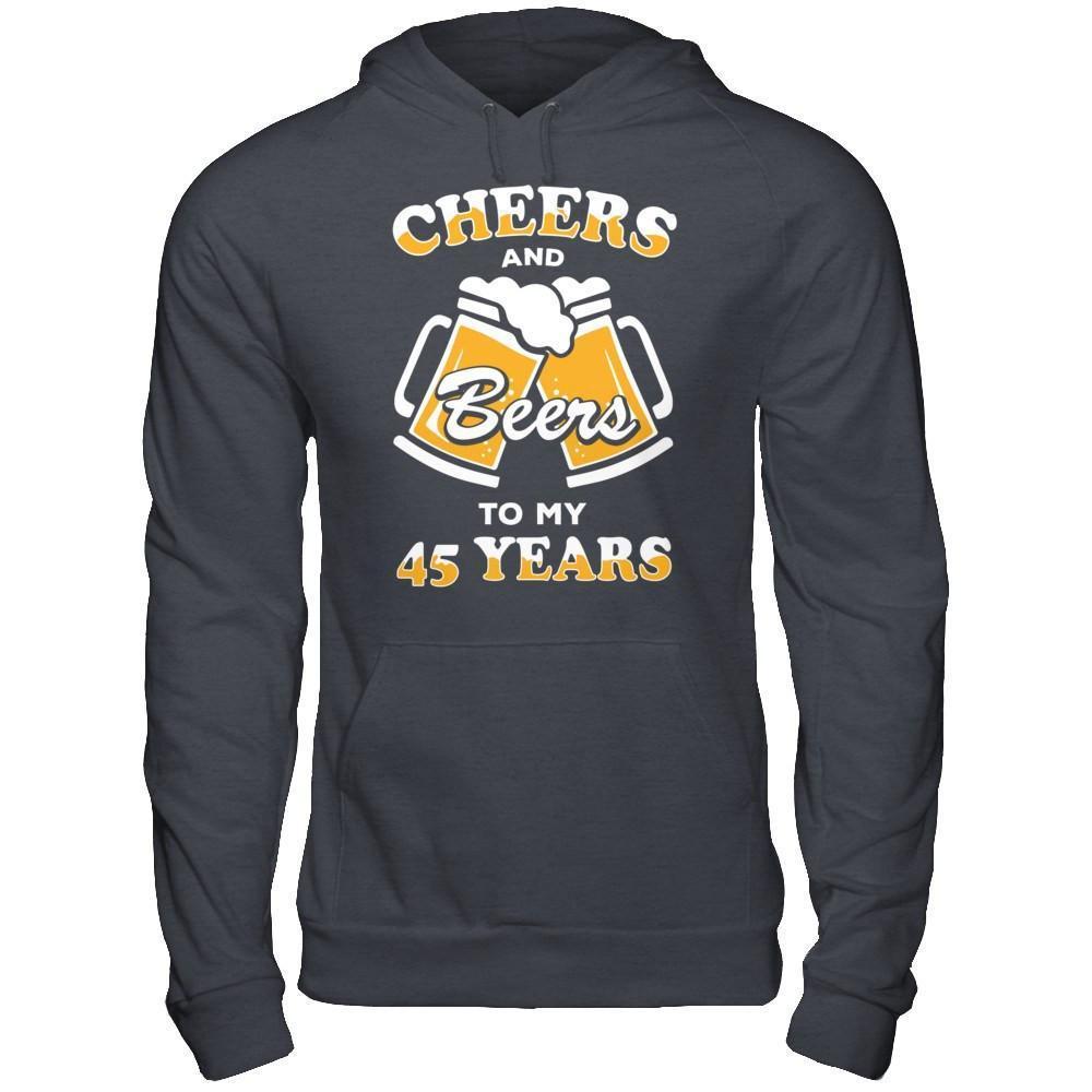 Cheers And Beers To My 45 Years-T-Shirt & Hoodie-Pullover Hoodie-Dark Heather