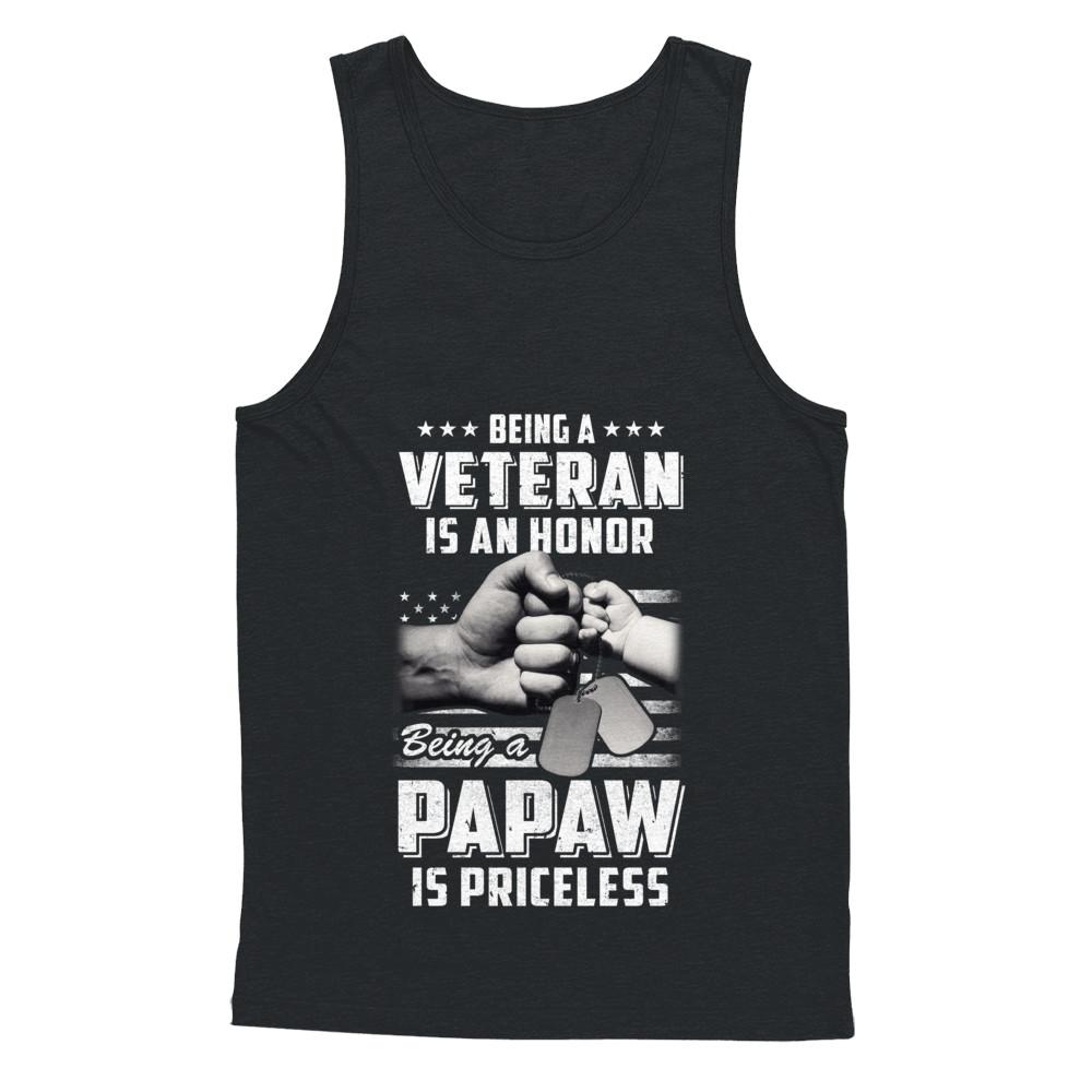 Being A Veteran Is An Honor Being A PaPaw Is Priceless-T-Shirt & Hoodie-Unisex Tank-Black