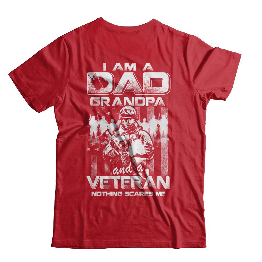 I Am A Dad Grandpa And A Veteran Nothing Scare Me-T-Shirt & Hoodie-Classic T-Shirt-Red