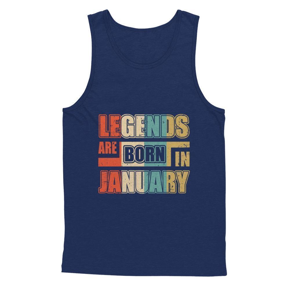 Classic Vintage Legends Are Born In January Birthday-T-Shirt & Hoodie-Unisex Tank-Navy