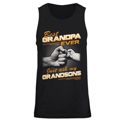 Best Grandpa Ever Just Ask My Grandsons-T-Shirt & Hoodie-Unisex Tank-Black