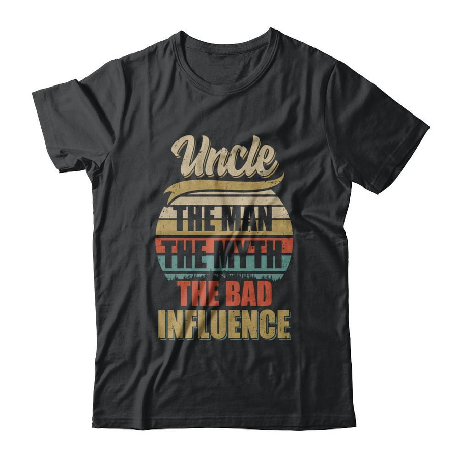 Vintage Uncle The Man The Myth The Bad Influence-T-Shirt & Hoodie-Classic T-Shirt-Black