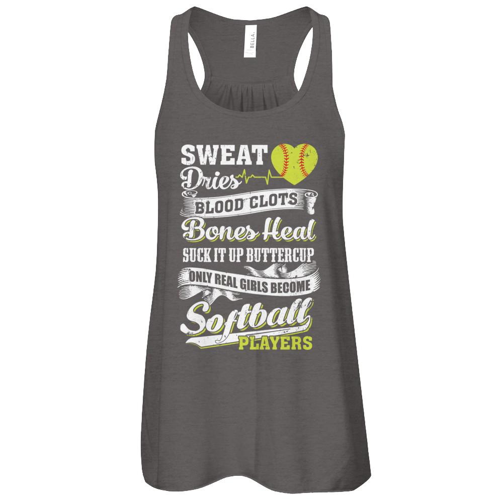 Real Girls Become Softball Players-T-Shirt & Tank Top-