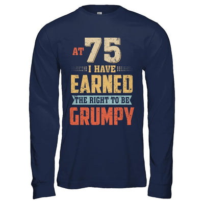 Vintage The Right To Be Grumpy 75th 1946 Birthday Gift-T-Shirt & Hoodie-Long Sleeve T-Shirt-Navy