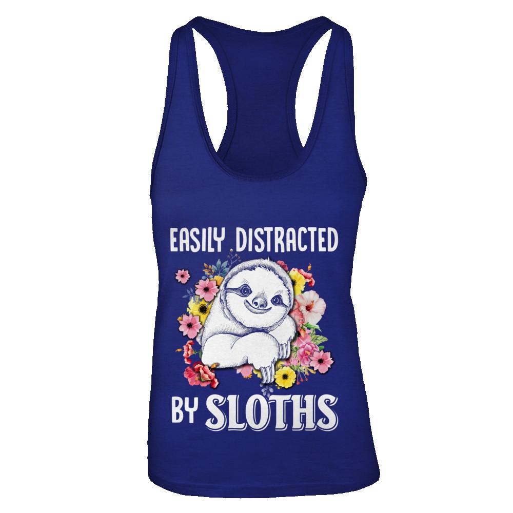 Easily Distracted By Sloths-T-Shirt & Tank Top-Women's Ideal Racerback Tank-Royal