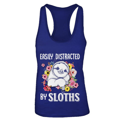 Easily Distracted By Sloths-T-Shirt & Tank Top-Women's Ideal Racerback Tank-Royal