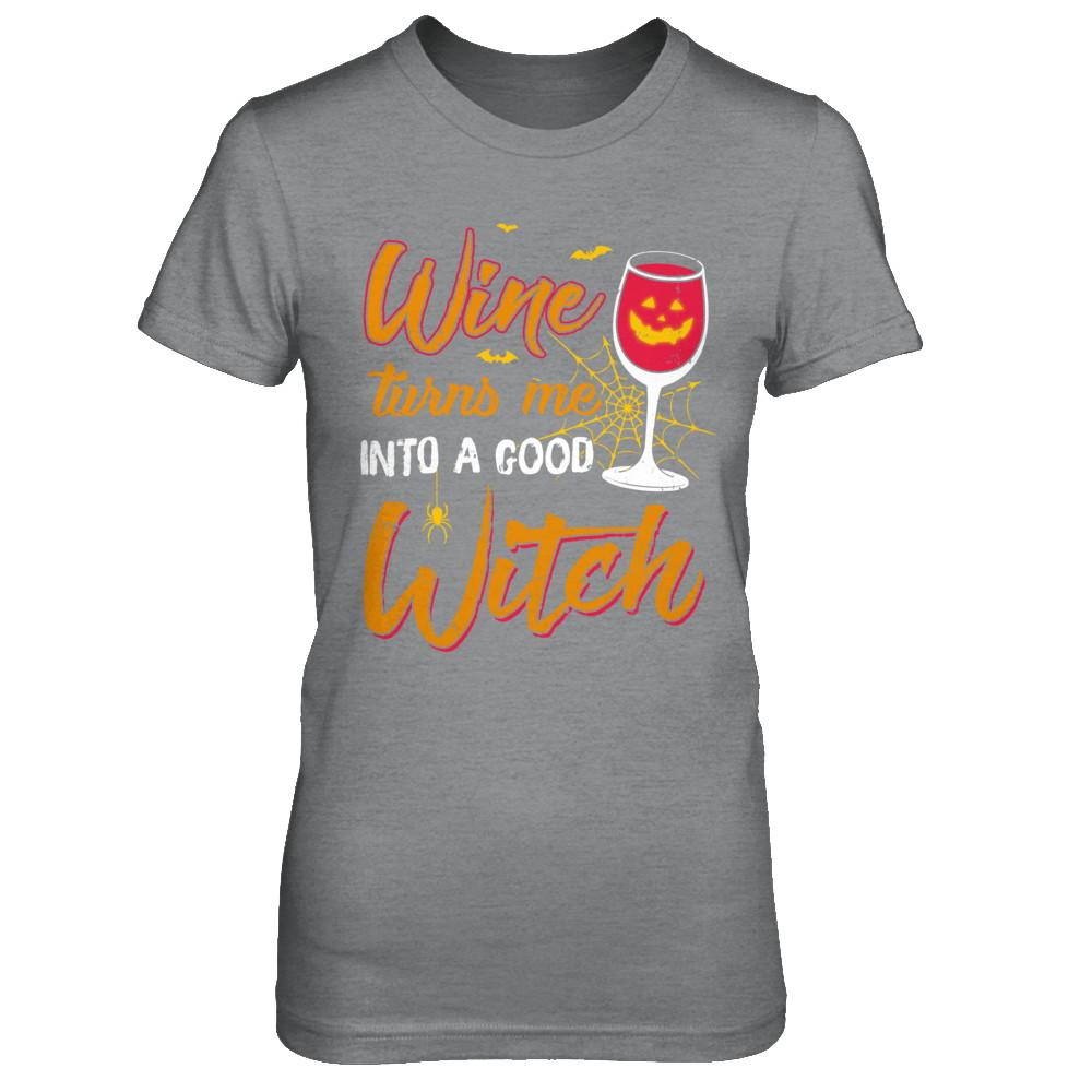 Wine Turns Me Into A Good Witch Halloween-T-Shirt & Hoodie-Women's T-Shirt-Sport Grey