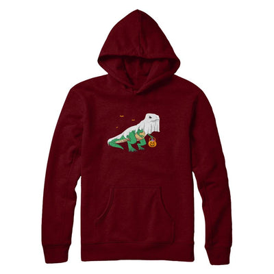 Halloween T Rex Dinosaur Ghost Trick Or Treat-T-Shirt & Hoodie-Pullover Hoodie-Maroon