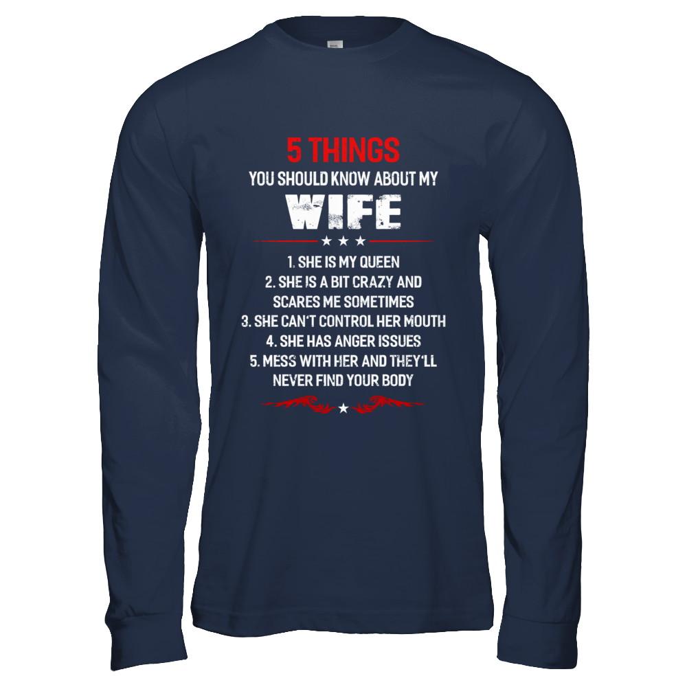 5 Things You Should Know About My Wife Husband-T-Shirt & Hoodie-Long Sleeve T-Shirt-Navy