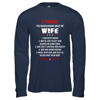 5 Things You Should Know About My Wife Husband-T-Shirt & Hoodie-Long Sleeve T-Shirt-Navy