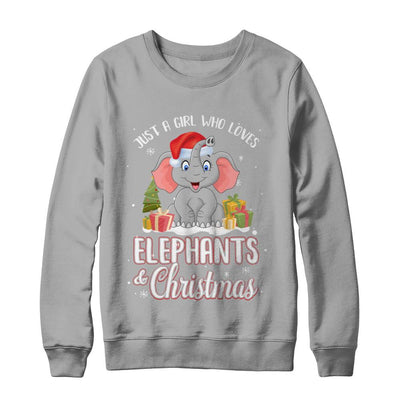 Just A Girl Who Loves Elephants And Christmas-T-Shirt & Sweatshirt-Crewneck Sweatshirt-Light Steel
