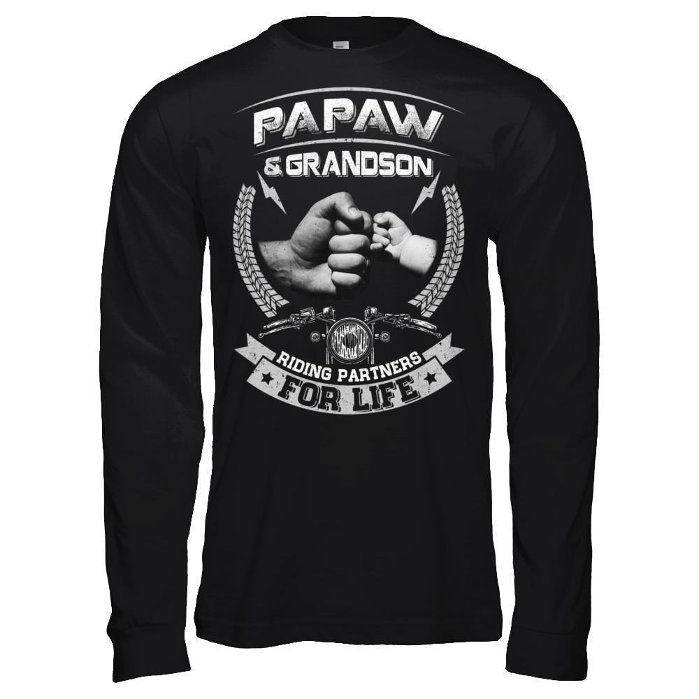 Motocross Papaw And Grandson Riding Partners For Life-T-Shirt & Hoodie-Long Sleeve T-Shirt-Black