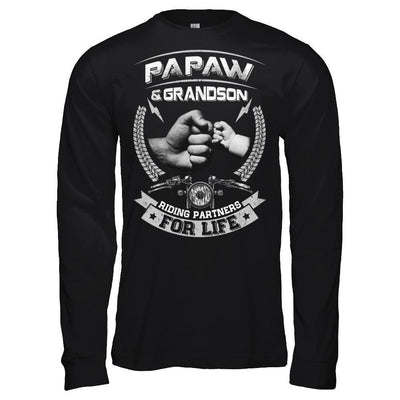 Motocross Papaw And Grandson Riding Partners For Life-T-Shirt & Hoodie-Long Sleeve T-Shirt-Black