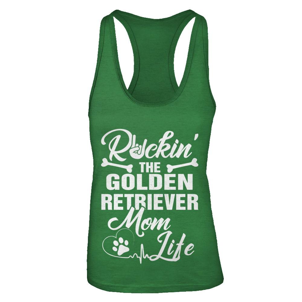 Rockin The Golden Retriever Mom Life-T-Shirt & Tank Top-Women's Ideal Racerback Tank-Kelly Green