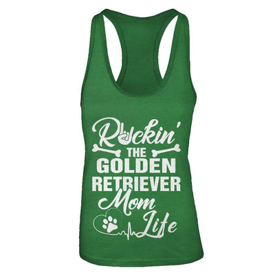 Rockin The Golden Retriever Mom Life-T-Shirt & Tank Top-Women's Ideal Racerback Tank-Kelly Green