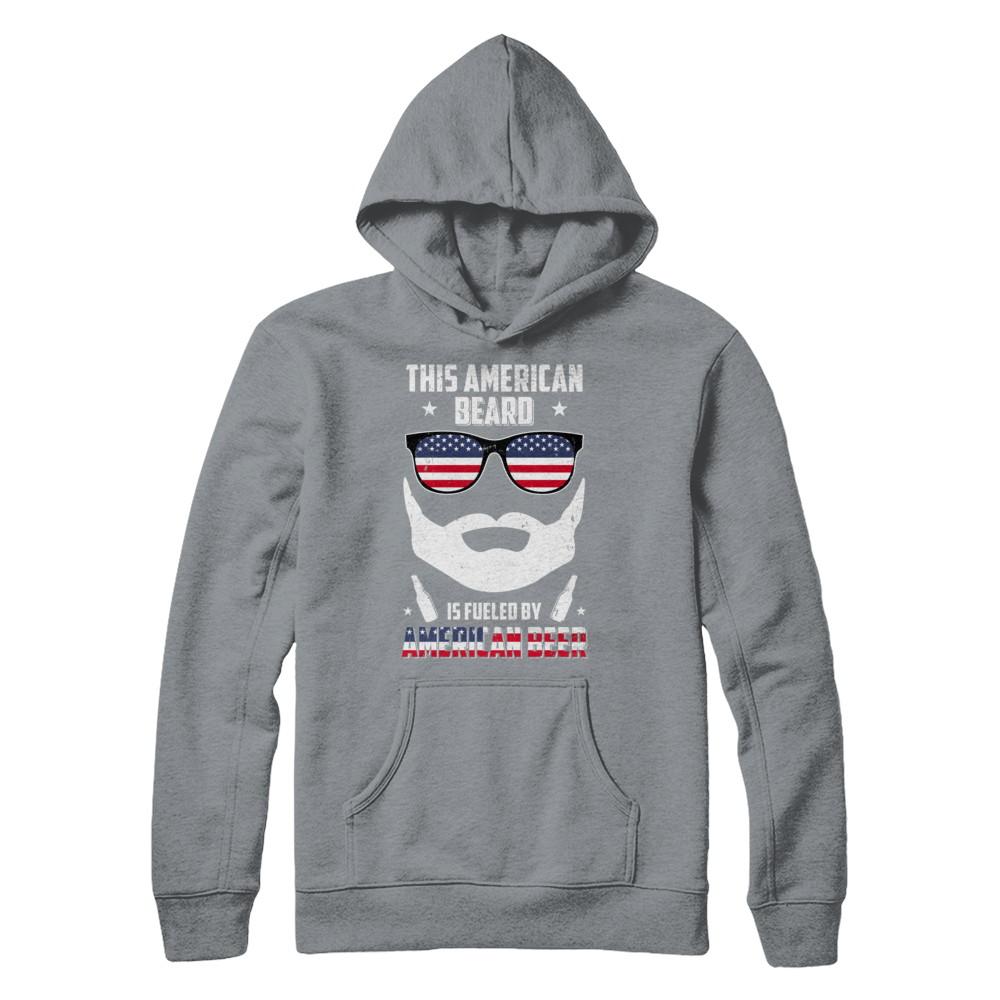 This American Beard Is Fueled By American Beer-T-Shirt & Hoodie-Pullover Hoodie-Light Steel